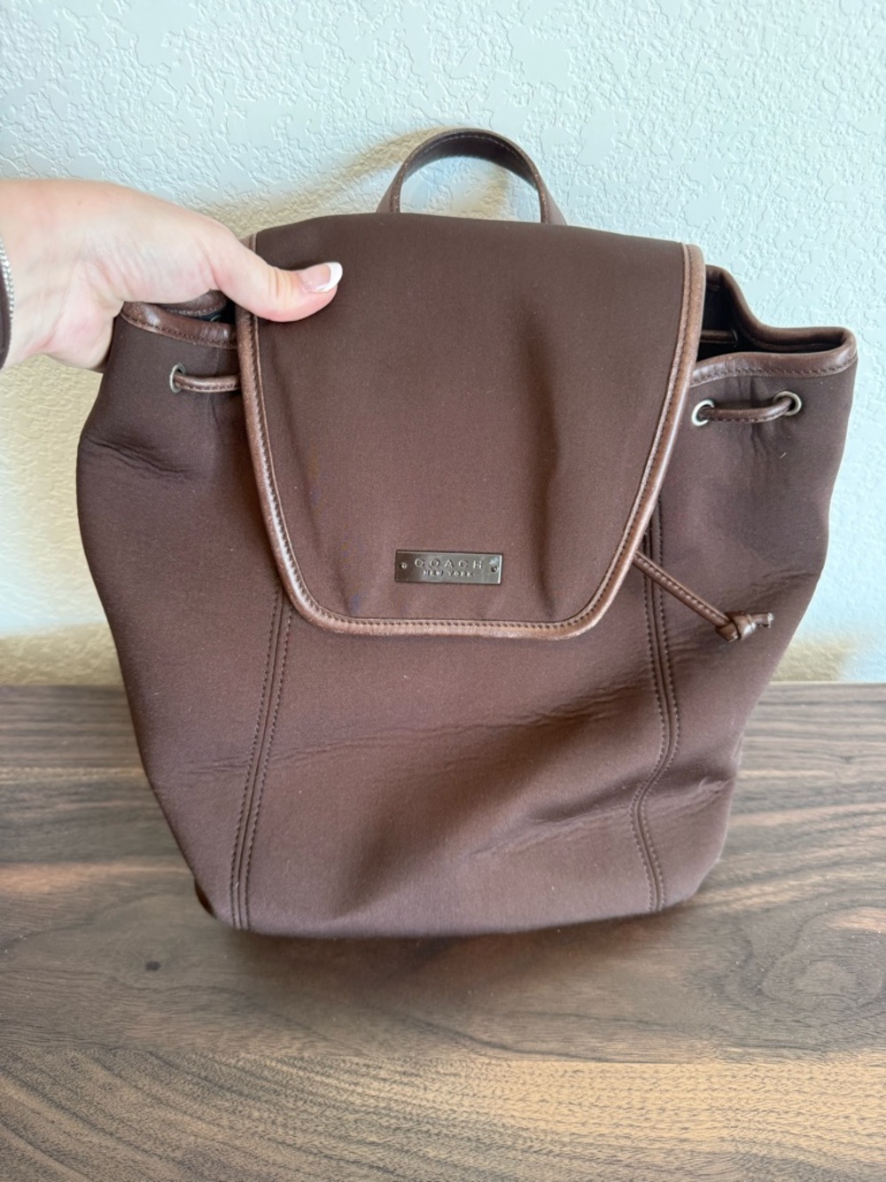 Coach Chocolate Brown Drawstring Backpack with Flap